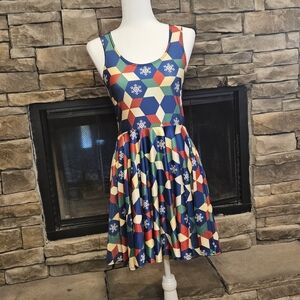 SHINESTY Geometric Snowflake Print Christmas Dress